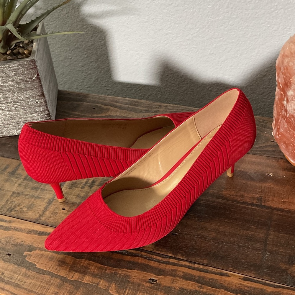 Red kitten heel